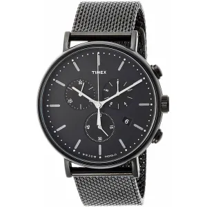 Timex Men's Chronograph Watch - Fairfield Black Dial Mesh Bracelet | TW2R27300ZA Timex Watches