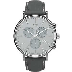 Timex Men's Chronograph Watch - Fairfield Silver Dial Grey Strap | TW2T67500VQ Timex Watches