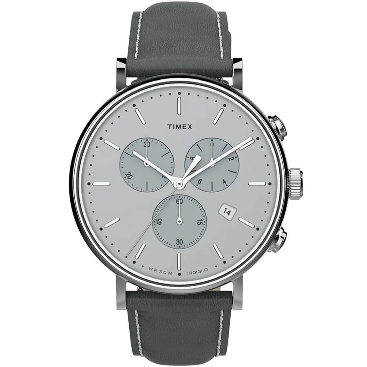 Timex Men's Chronograph Watch - Fairfield Silver Dial Grey Strap | TW2T67500VQ Timex Watches