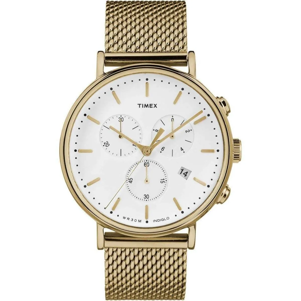 Timex Men's Chronograph Watch - Fairfield Yellow Gold Mesh Bracelet | TW2R27200VQ Timex Watches