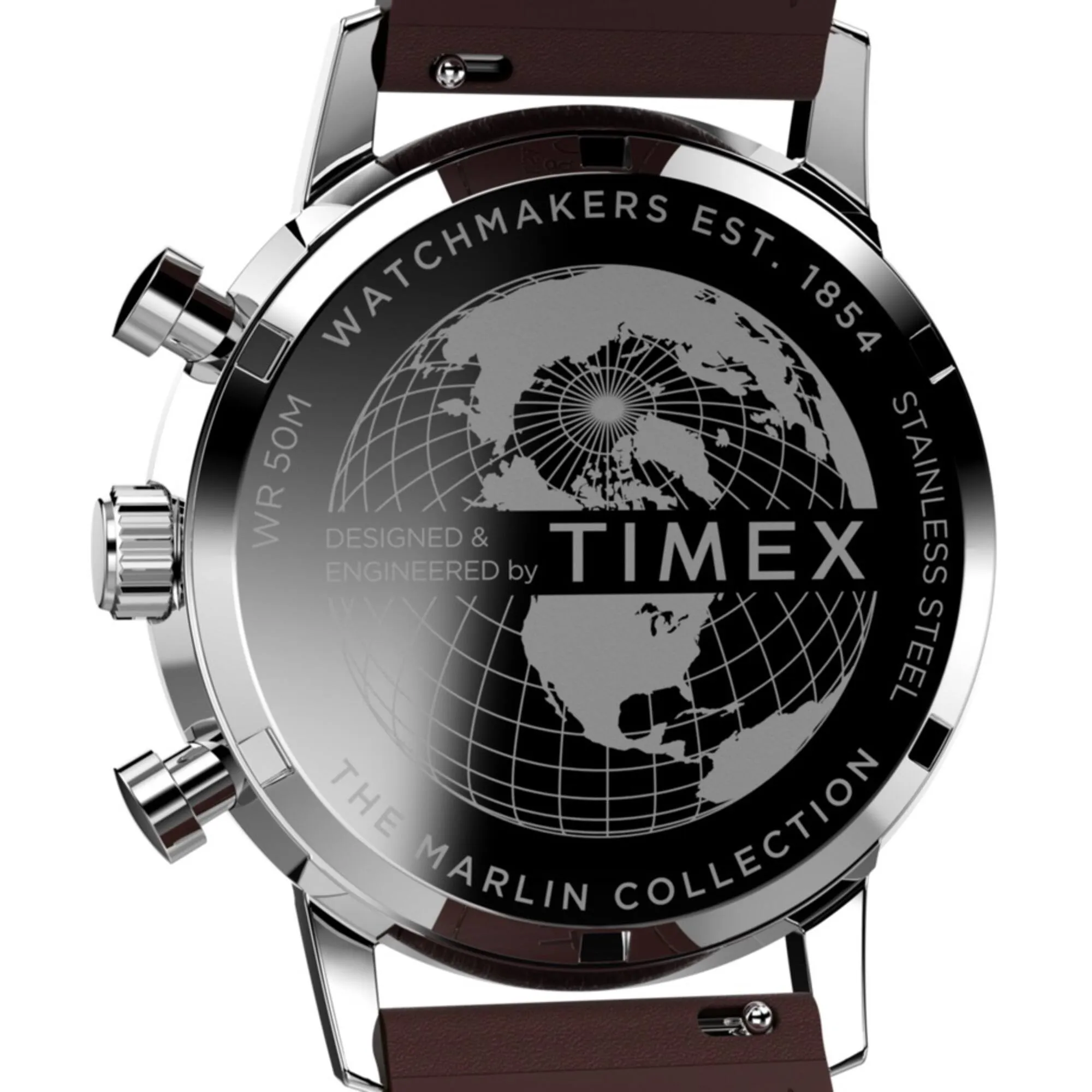 Timex Men's Chronograph Watch - Marlin Blue Dial Brown Leather Strap | TW2W10200VQ Timex Watches