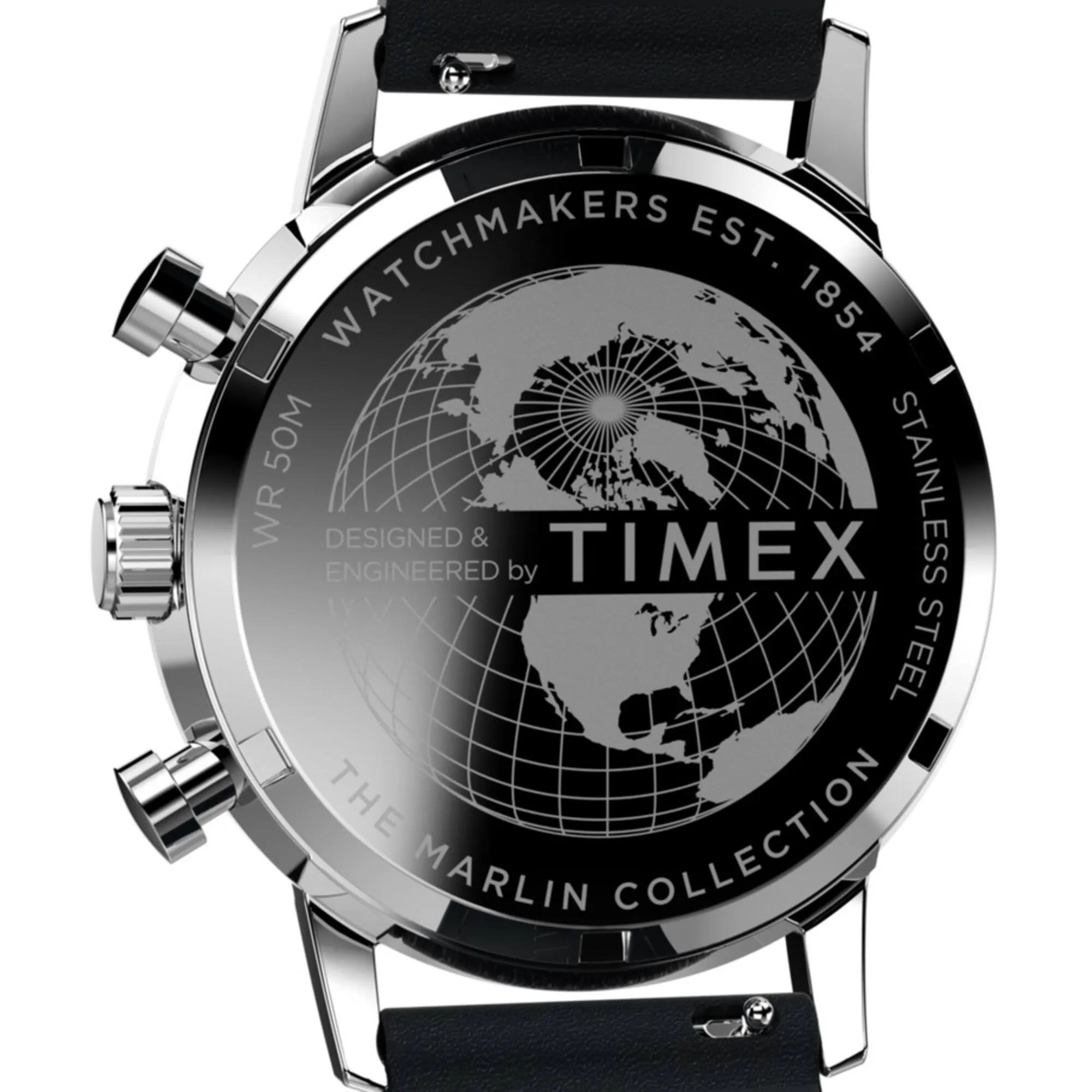 Timex Men's Chronograph Watch - Marlin Silver Tone Dial Black Strap | TW2W10300VQ Timex Watches