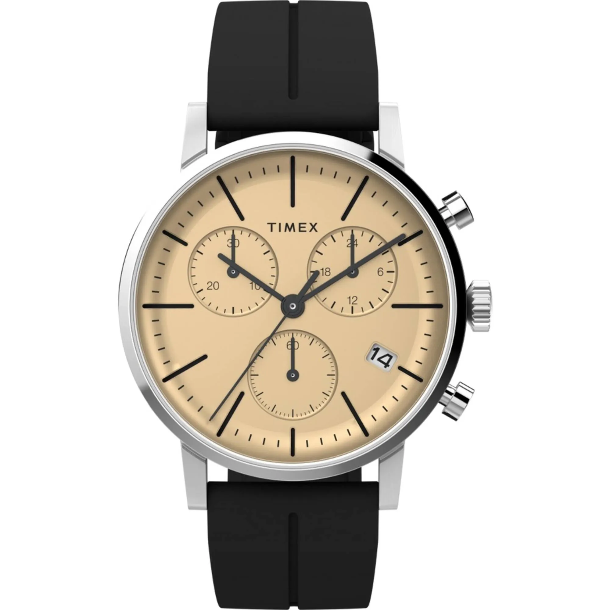 Timex Men's Chronograph Watch - Midtown Champagne Dial Black Strap | TW2V70500VQ Timex Watches