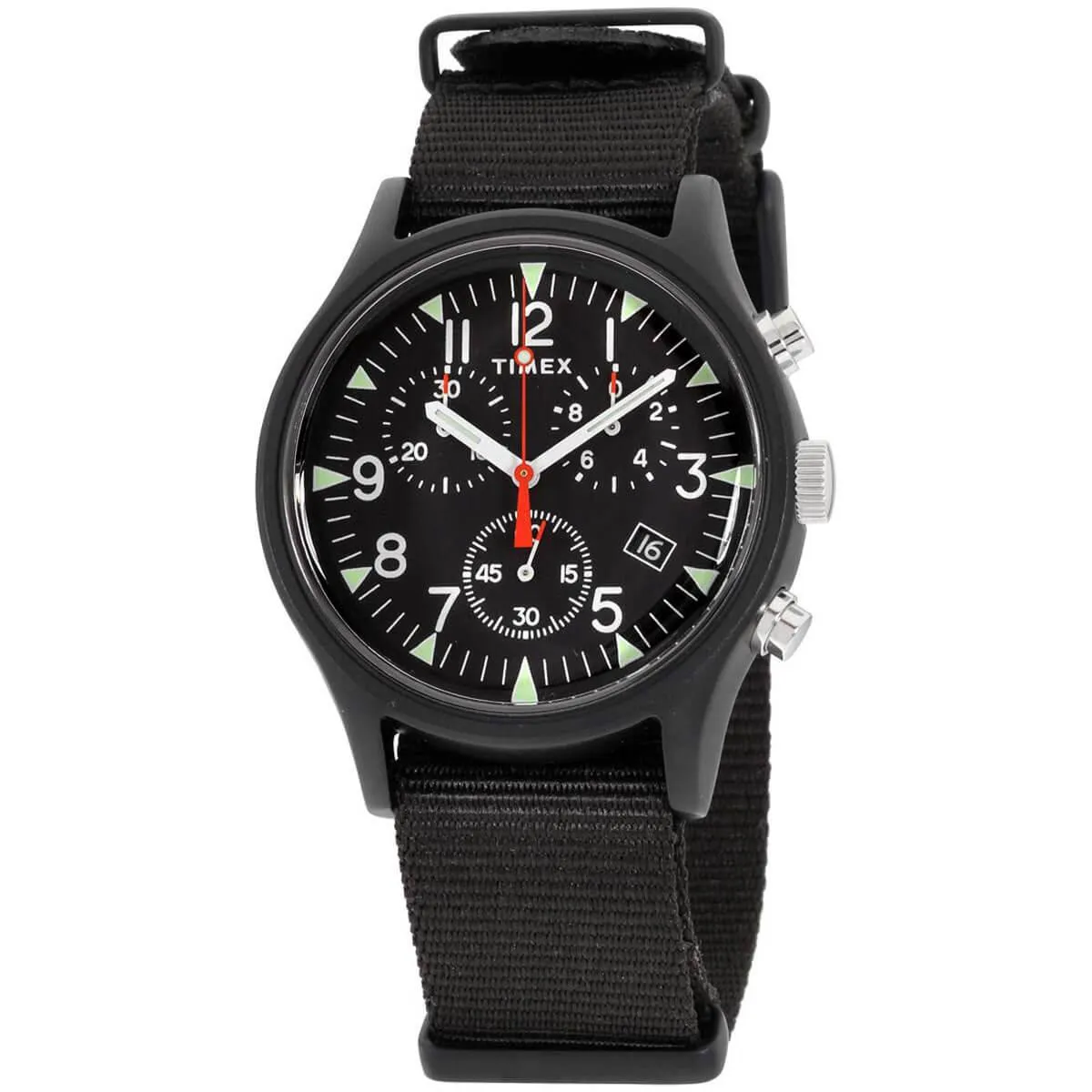 Timex Men's Chronograph Watch - MK1 Black Dial Black Nylon Strap | TW2R67700VQ Timex Watches