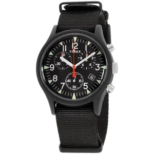 Timex Men's Chronograph Watch - MK1 Black Dial Black Nylon Strap | TW2R67700VQ Timex Watches