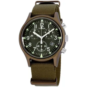 Timex Men's Chronograph Watch - MK1 Green Dial Green Nylon Strap | TW2R67800VQ Timex Watches