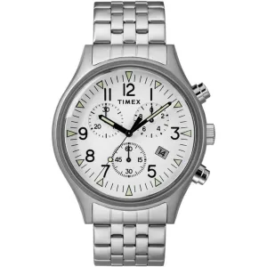 Timex Men's Chronograph Watch - MK1 White Dial Silver Tone Bracelet | TW2R68900VQ Timex Watches