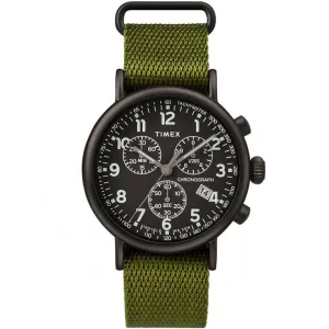 Timex Men's Chronograph Watch - Standard Black Dial Green Strap | TW2T21400VQ Timex Watches