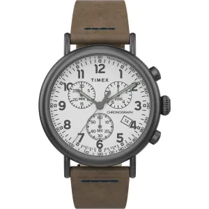 Timex Men's Chronograph Watch - Standard White Dial Brown Strap | TW2T69000VQ Timex Watches
