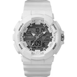 Timex Men's Chronograph Watch - The HQ DGTL Grey Ana-Digi Dial White Strap | TW5M22400 Timex Watches