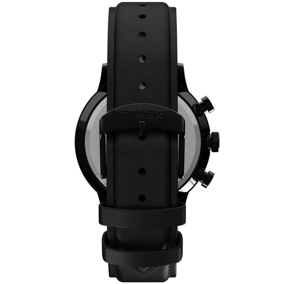 Timex Men's Chronograph Watch - Waterbury Black Dial Leather Strap | TW2U04800VQ Timex Watches
