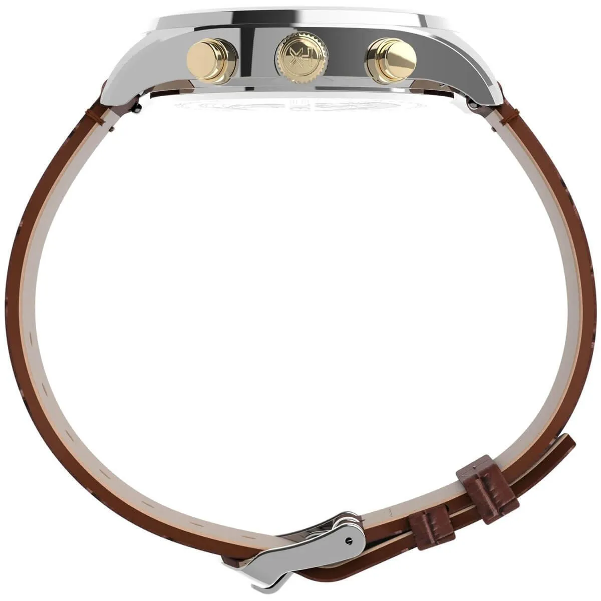 Timex Men's Chronograph Watch - Waterbury Cream Dial Leather Strap | TW2U04500VQ Timex Watches