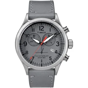 Timex Men's Chronograph Watch - Waterbury Silver Tone Case Grey Strap | TW2R70700VQ Timex Watches