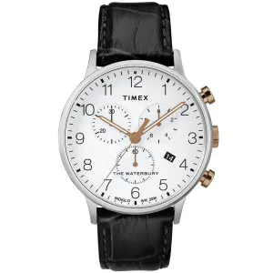 Timex Men's Chronograph Watch - Waterbury White Dial Black Strap | TW2R71700VQ Timex Watches