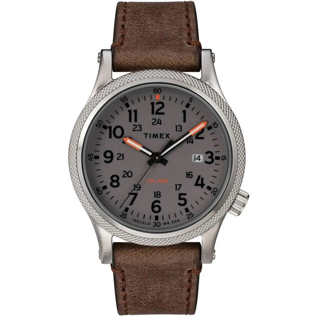 Timex Men's Quartz Watch - Allied Grey Dial Brown Leather Strap | TW2T33300VQ Timex Watches