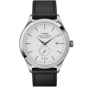Timex Men's Quartz Watch - American Documents White Dial Leather Strap | TW2R82700US Timex Watches