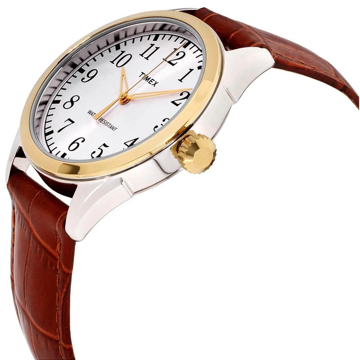 Timex Men's Quartz Watch - Briarwood Terrace Silver Tone Dial Brown Strap | TW2P99500 Timex Watches