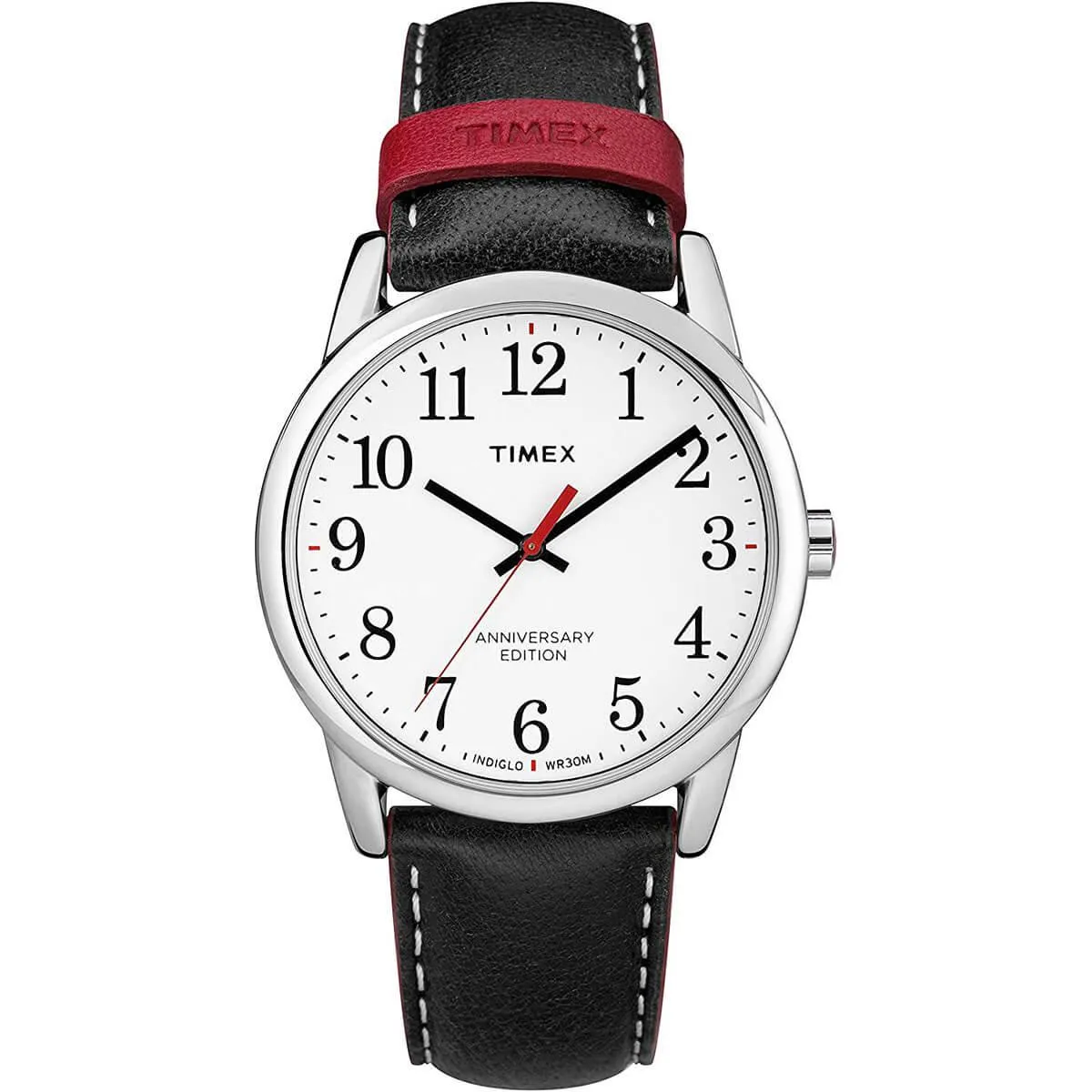 Timex Men's Quartz Watch - Easy Reader White Dial Black Leather Strap | TW2R40000 Timex Watches