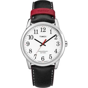 Timex Men's Quartz Watch - Easy Reader White Dial Black Leather Strap | TW2R40000 Timex Watches