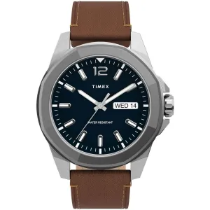 Timex Men's Quartz Watch - Essex Avenue Blue Dial Leather Strap | TW2U15000VQ Timex Watches