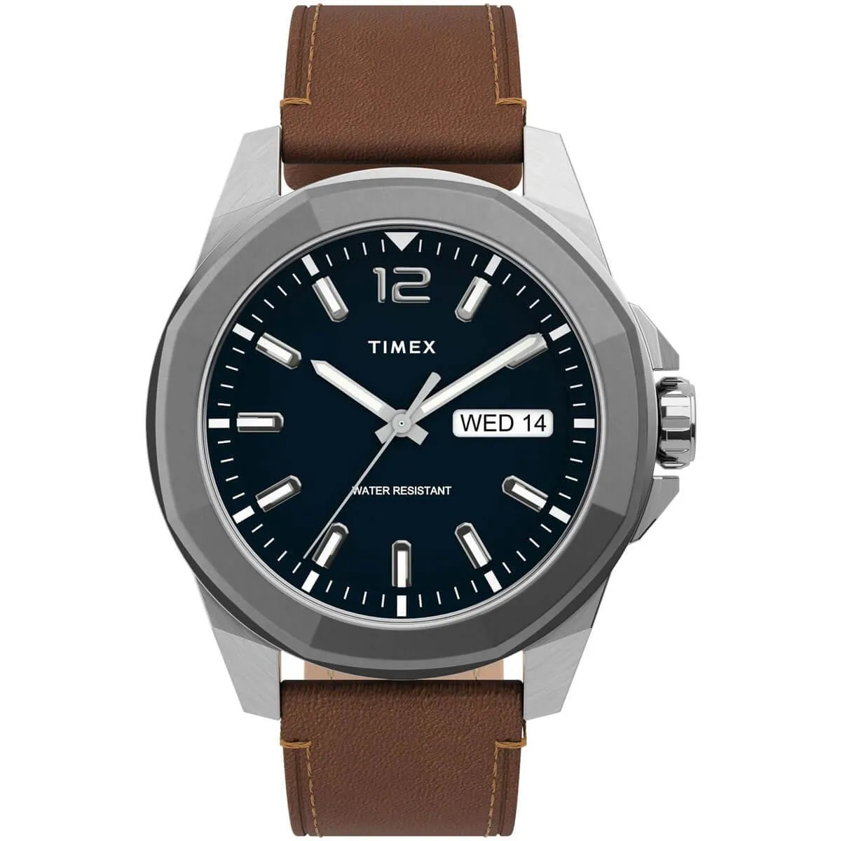 Timex Men's Quartz Watch - Essex Avenue Blue Dial Leather Strap | TW2U15000VQ Timex Watches