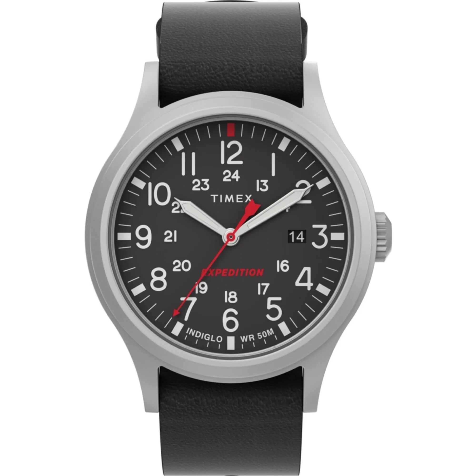 Timex Men's Quartz Watch - Expedition Sierra Black Dial Leather Strap | TW2V07500 Timex Watches