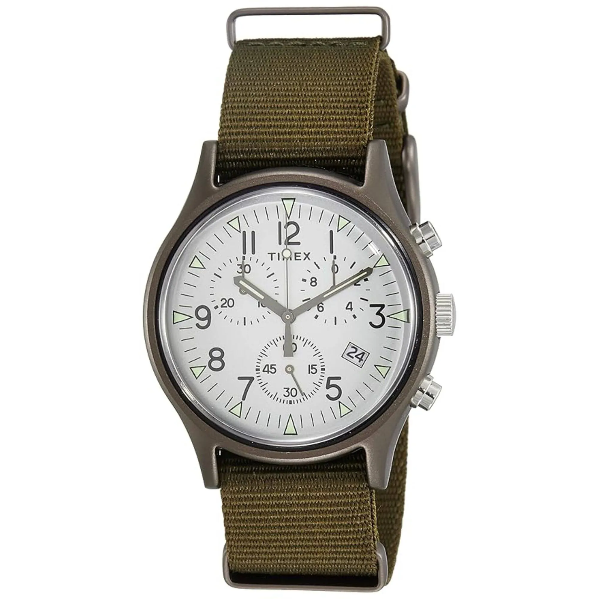 Timex Men's Quartz Watch - MK1 Brown Case White Dial Green Nylon Strap | TW2R67900 Timex Watches