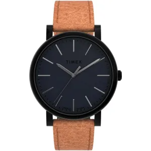 Timex Men's Quartz Watch - Originals Black Dial Leather Strap | TW2U05800VQ Timex Watches