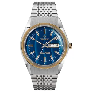 Timex Men's Quartz Watch - Q Reissue Bracelet Blue Falcon Eye Dial | TW2T80800ZV Timex Watches