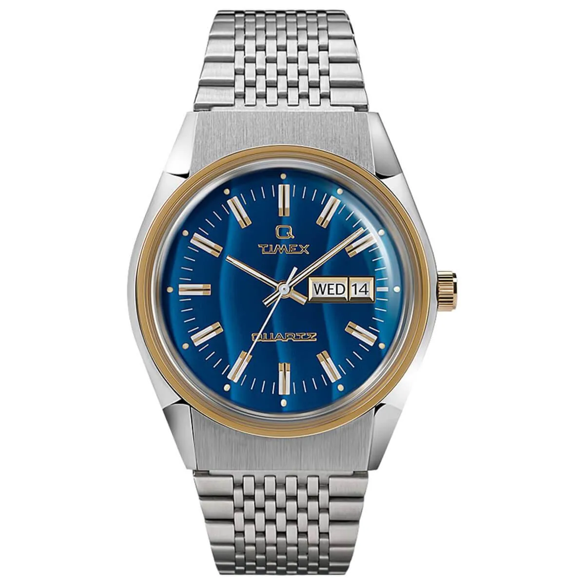Timex Men's Quartz Watch - Q Reissue Bracelet Blue Falcon Eye Dial | TW2T80800ZV Timex Watches