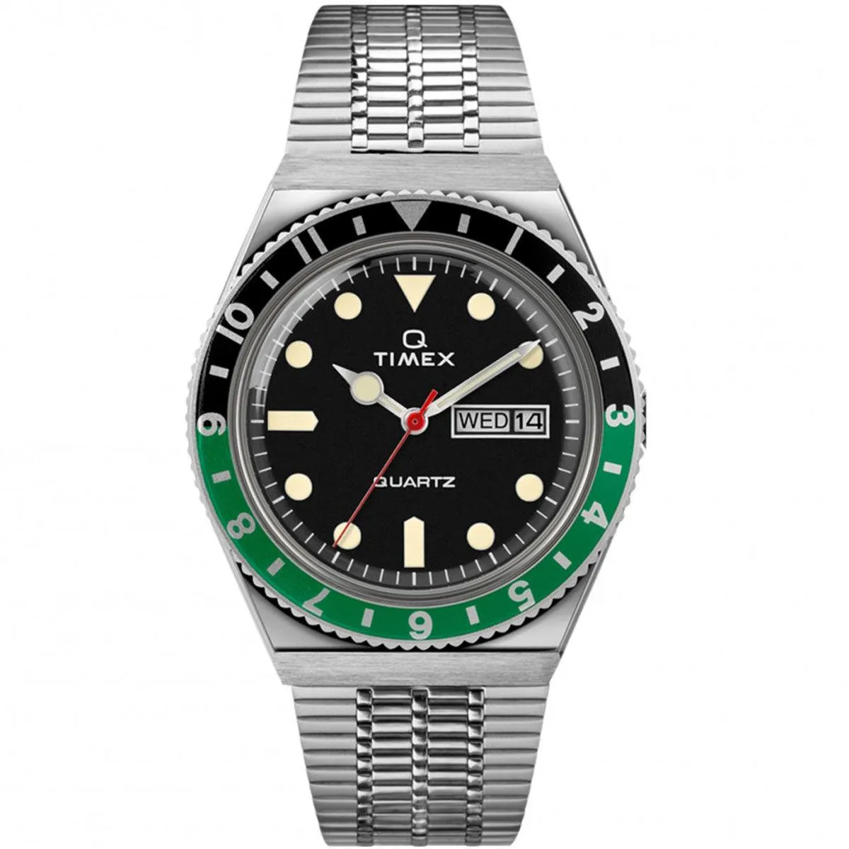 Timex Men's Quartz Watch - Q Timex Black Dial Stainless Steel Bracelet | TW2U60900ZV Timex Watches