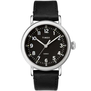 Timex Men's Quartz Watch - Standard Black Dial Leather Strap | TW2T20200VQ Timex Watches
