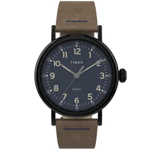 Timex Men's Quartz Watch - Standard Blue Dial Brown Leather Strap | TW2T69400VQ Timex Watches