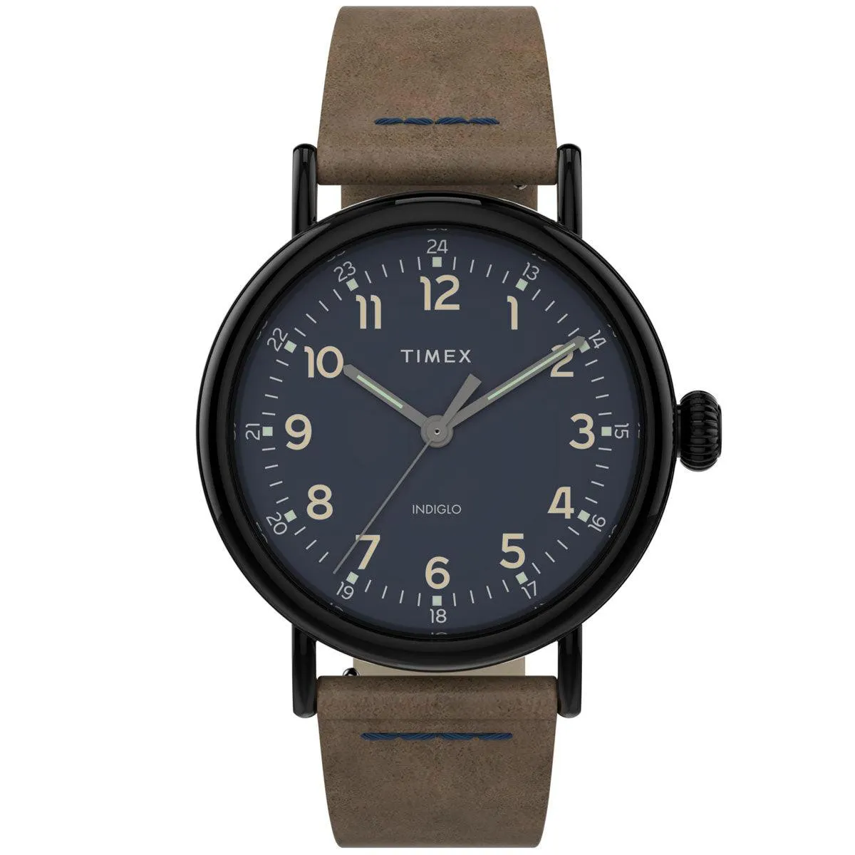 Timex Men's Quartz Watch - Standard Blue Dial Brown Leather Strap | TW2T69400VQ Timex Watches