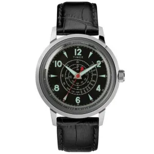 Timex Men's Quartz Watch - Todd Snyder Black Dial Leather Strap | TW2T19500JR Timex Watches