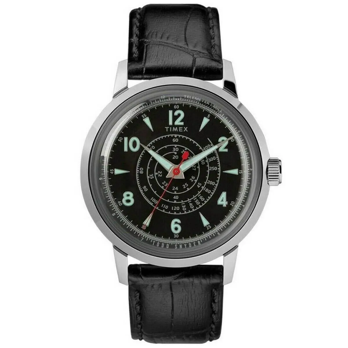 Timex Men's Quartz Watch - Todd Snyder Black Dial Leather Strap | TW2T19500JR Timex Watches