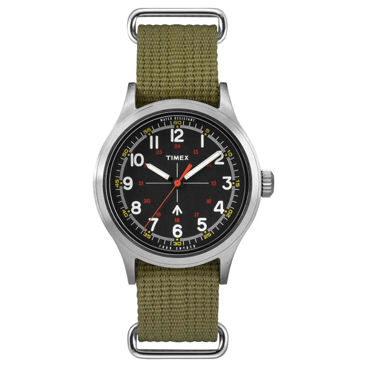 Timex Men's Quartz Watch - Todd Snyder Military Black Dial Green Strap | TW4B05800JR Timex Watches