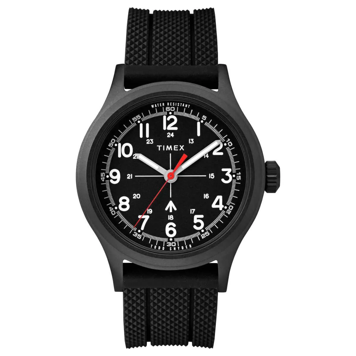 Timex Men's Quartz Watch - Todd Snyder Military Black Dial Rubber Strap | TW2T82400JR Timex Watches