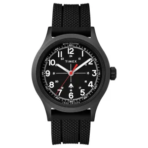 Timex Men's Quartz Watch - Todd Snyder Military Black Dial Rubber Strap | TW2T82400JR Timex Watches