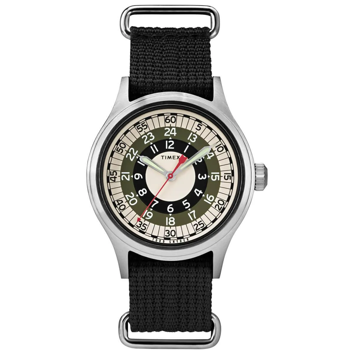 Timex Men's Quartz Watch - Todd Snyder MOD Black, Cream and Green Dial | TW2R78900JR Timex Watches