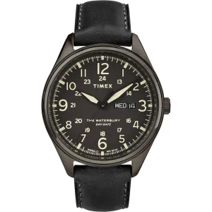 Timex Men's Quartz Watch - Waterbury Black Dial Leather Strap | TW2R89100 Timex Watches