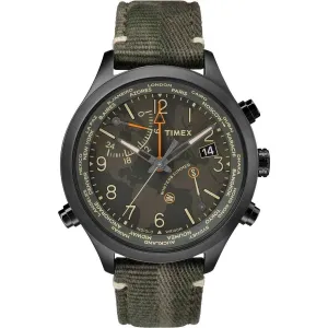 Timex Men's Quartz Watch - Waterbury World Time Green Fabric Strap | TW2R43200 Timex Watches