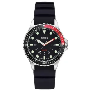 Timex Men's Rotating Bezel Watch - Navi Depth Black Silicone Strap | TW2U25700LG Timex Watches
