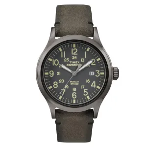 Timex Men's Strap Watch - Expedition Scout Date Quartz Brown Leather | TW4B01700JV Timex Watches