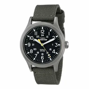 Timex Men's Strap Watch - Expedition Scout Quartz Black Dial Green Nylon | T49961JV Timex Watches