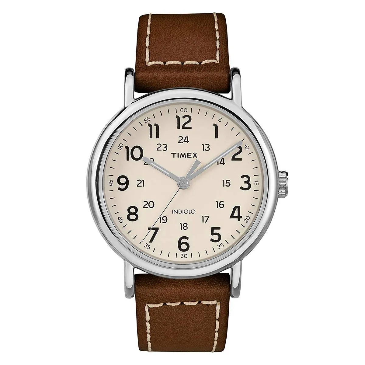 Timex Men's Strap Watch - Weekender Cream Dial Brown Leather | TW2R42400JV Timex Watches