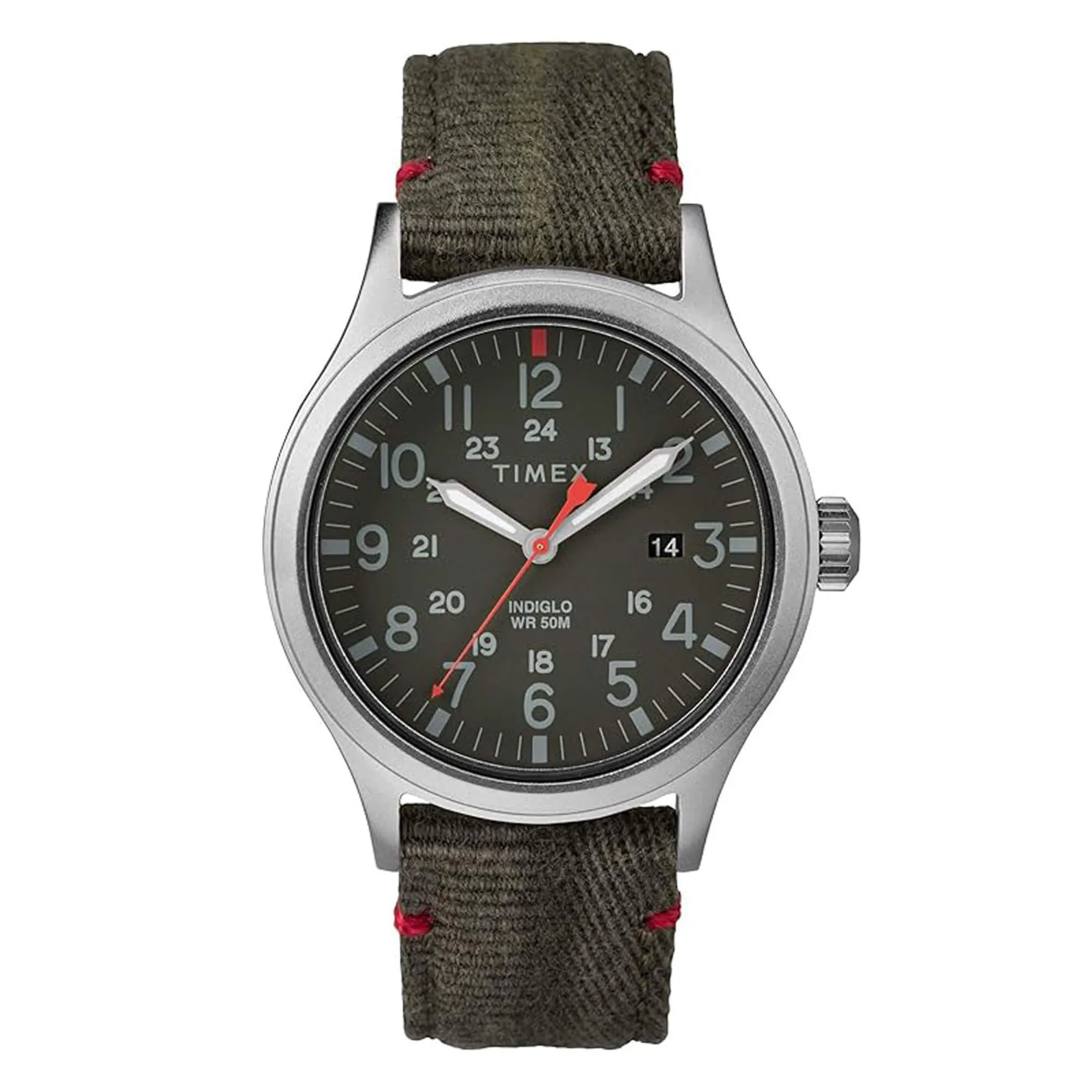 Timex Men's Watch - Allied Silver Tone Case Green Dial Fabric Strap | TW2R60900VQ Timex Watches