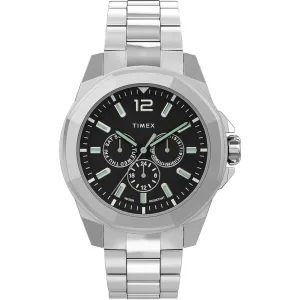 Timex Men's Watch - Essex Avenue Day-Date Black Dial Silver Bracelet | TW2U42600VQ Timex Watches