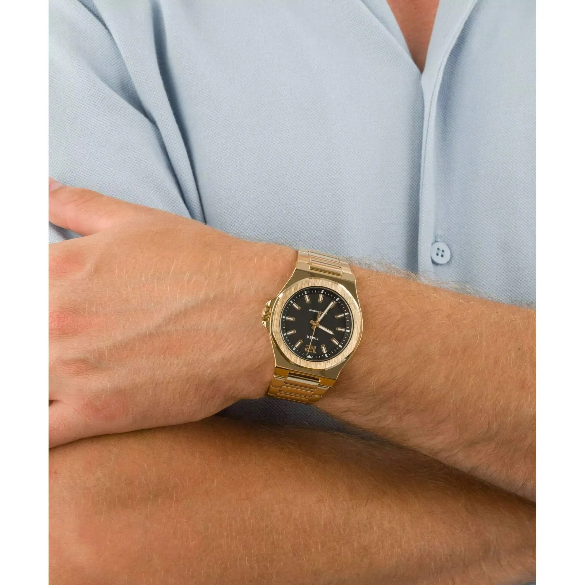 Timex Men's Watch - Essex Avenue Quartz Yellow Gold Steel Bracelet | TW2V02100 Timex Watches