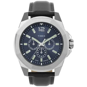 Timex Men's Watch Essex Quartz Blue Dial Leather Strap Watch | TW2V43200 Timex Watches